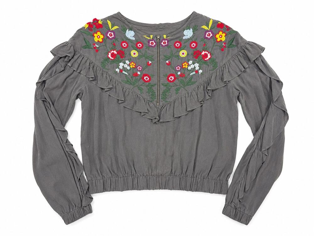 Embroidered Floral Lightweight Jacket | Boho Oversized  Small
